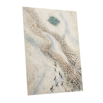 The Winter Procession, white, beige, blue nature wall art shown as a unframed poster wall art print