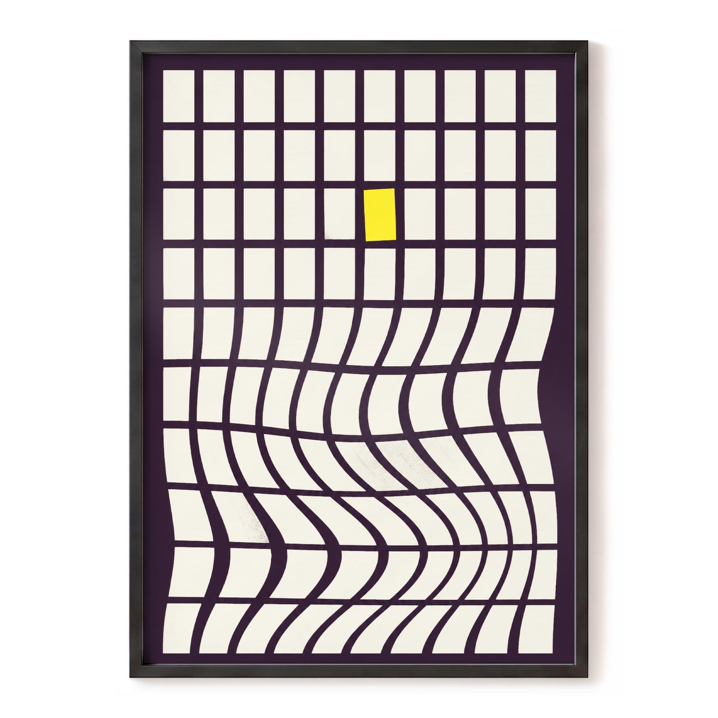 The Yellow Exception, purple, white, yellow abstract wall art, front artwork view