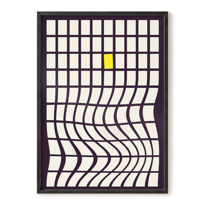 The Yellow Exception, purple, white, yellow abstract wall art, front artwork view