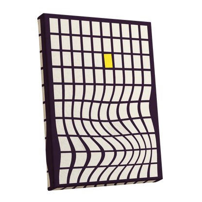 The Yellow Exception, purple, white, yellow abstract wall art shown as a stretched canvas wall art