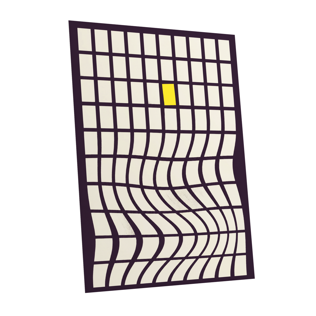 The Yellow Exception, purple, white, yellow abstract wall art shown as a unframed poster wall art print
