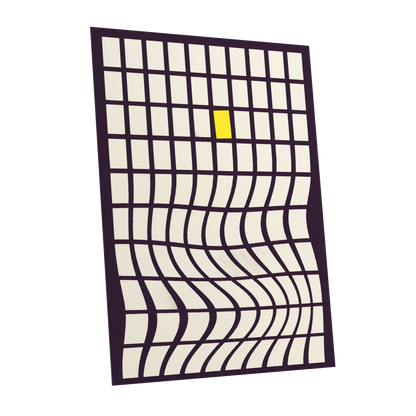 The Yellow Exception, purple, white, yellow abstract wall art shown as a unframed poster wall art print