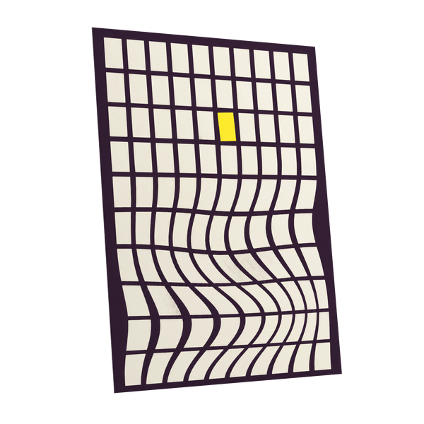 The Yellow Exception, purple, white, yellow abstract wall art shown as a unframed poster wall art print