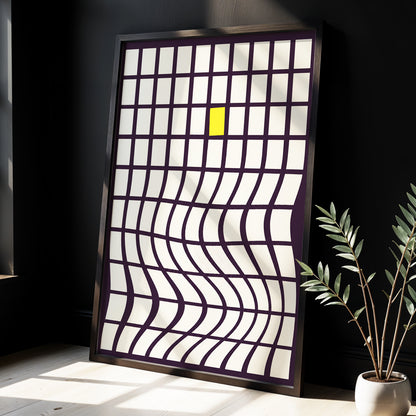 The Yellow Exception, purple, white, yellow abstract wall art displayed in a styled interior, gallery view 3