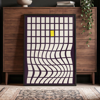 The Yellow Exception, purple, white, yellow abstract wall art displayed in a styled interior, gallery view 5