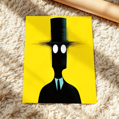 The Yellow Observer, yellow, black, blue abstract wall art displayed in a styled interior, gallery view 4