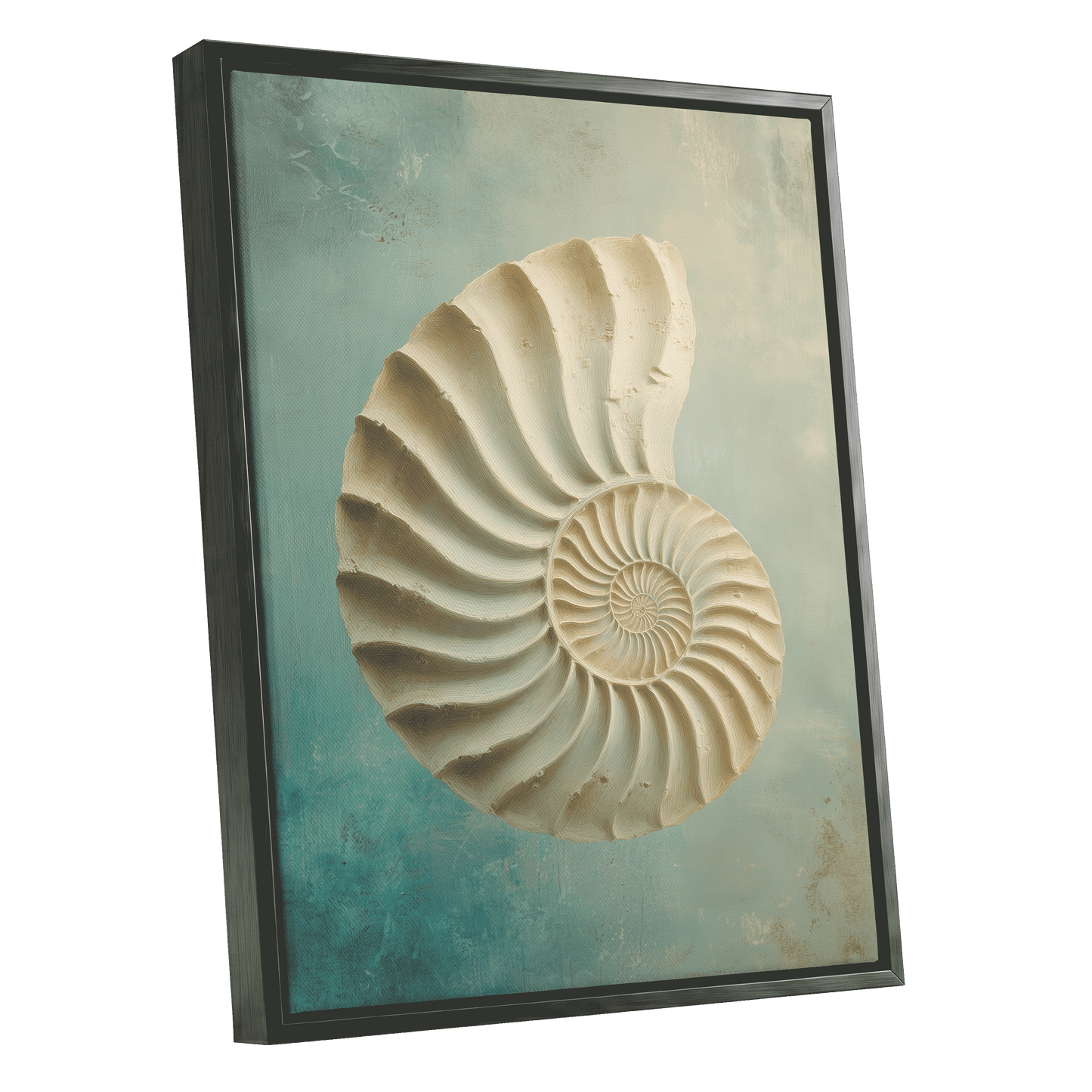 Tidal Ammonite – black framed canvas option