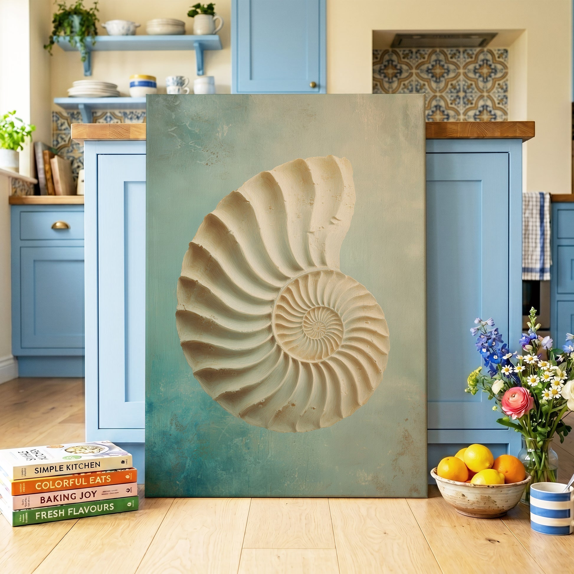 Tidal Ammonite – canvas wall art in a styled interior, gallery view 1