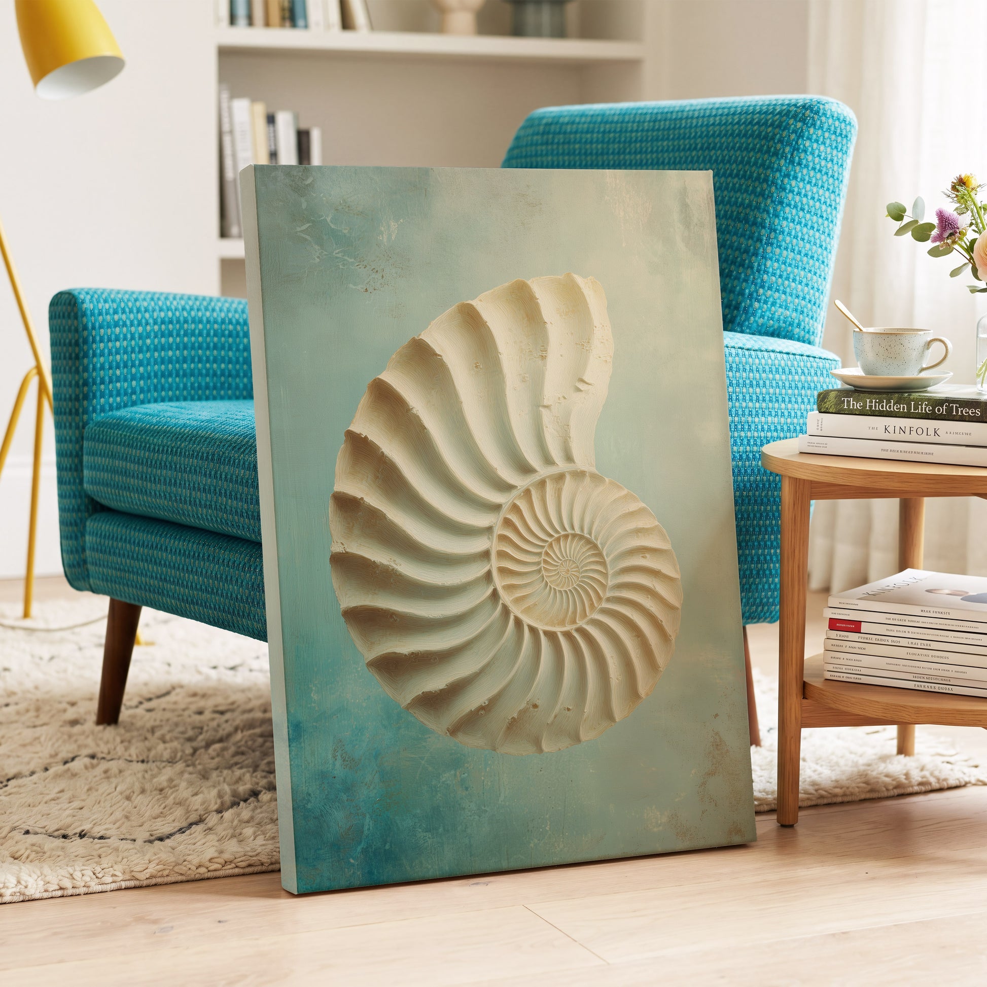 Tidal Ammonite – canvas wall art in a styled interior, gallery view 2