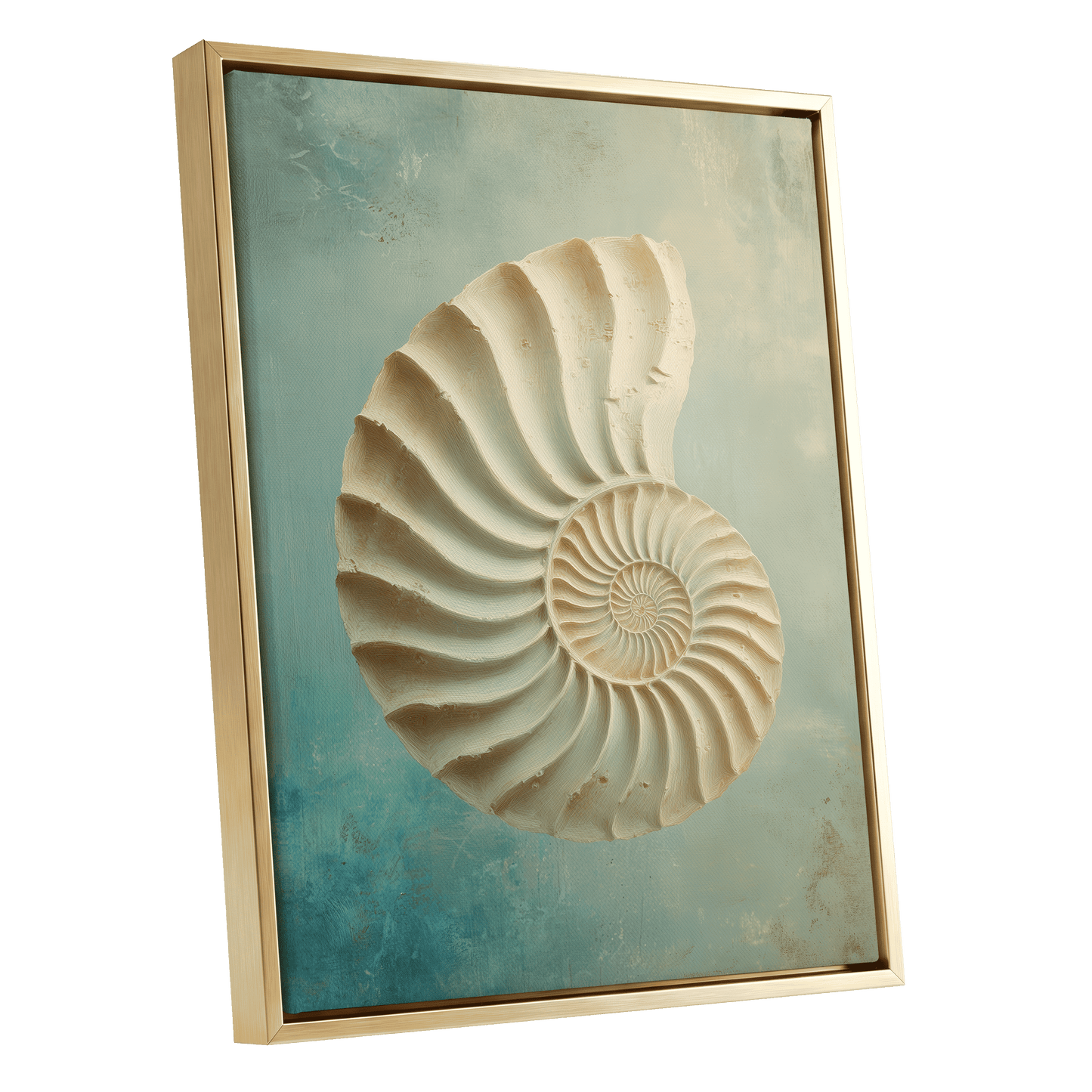 Tidal Ammonite – gold framed canvas option