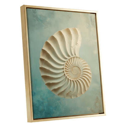 Tidal Ammonite – gold framed canvas option