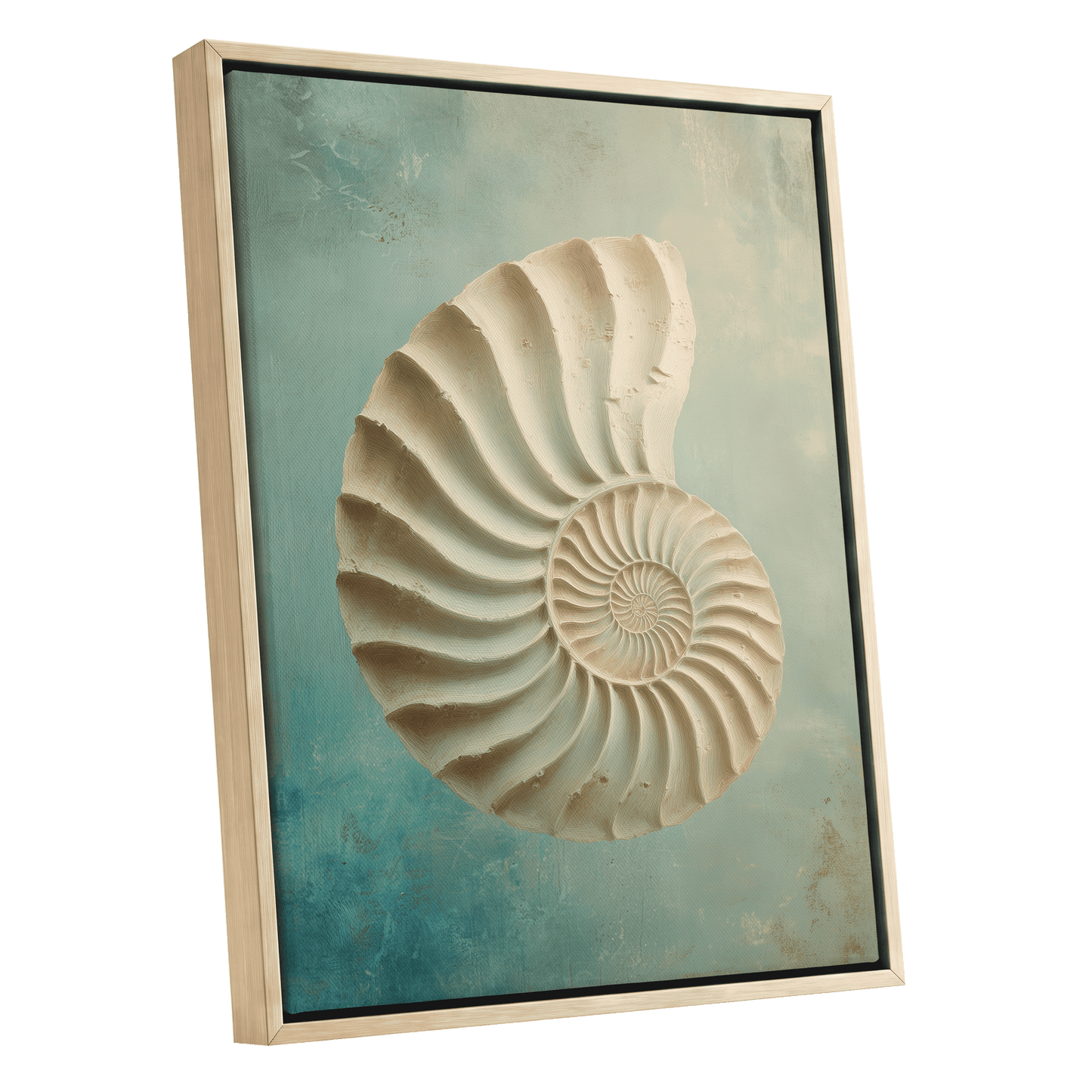 Tidal Ammonite – oak framed canvas option