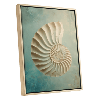 Tidal Ammonite – oak framed canvas option