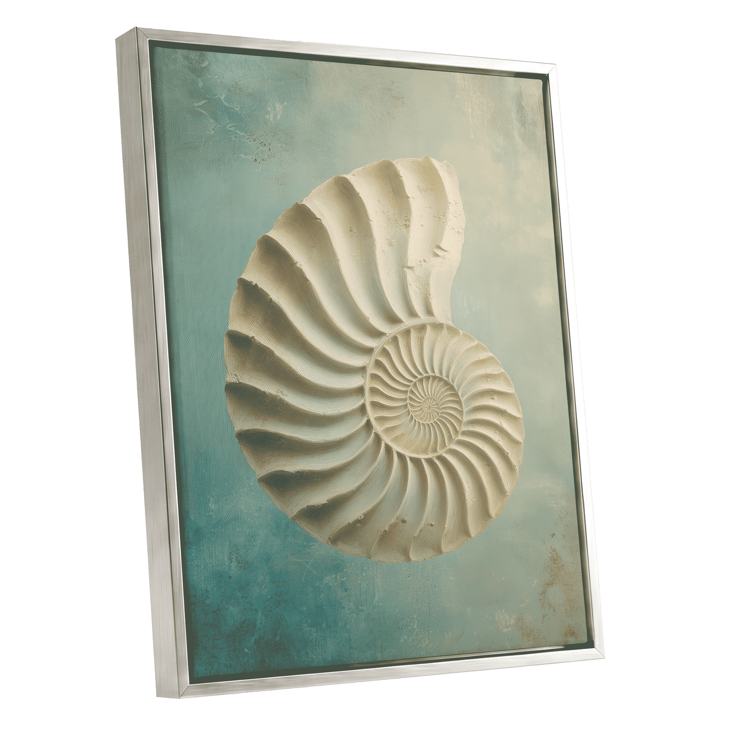 Tidal Ammonite – silver framed canvas option