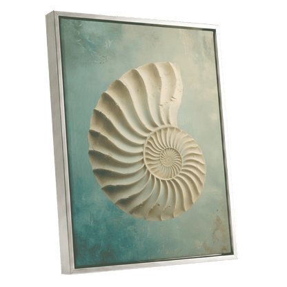 Tidal Ammonite – silver framed canvas option
