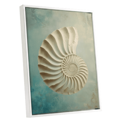 Tidal Ammonite – white framed canvas option
