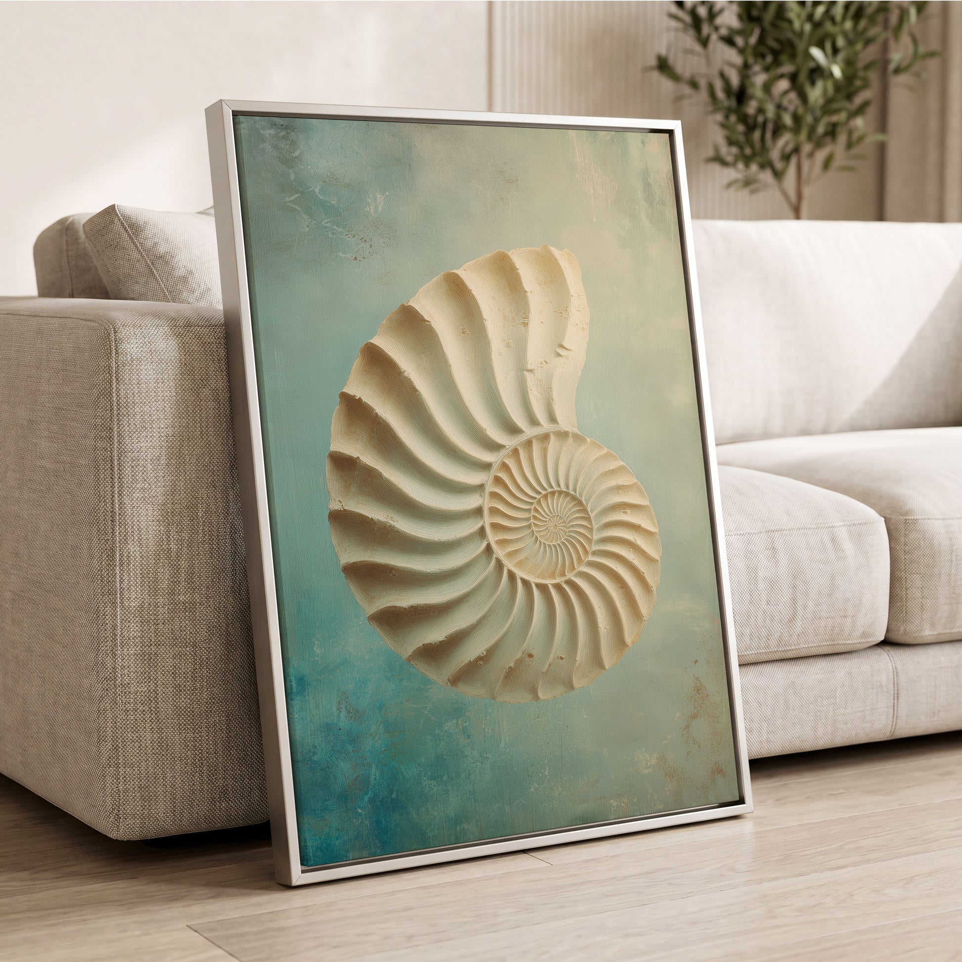 Tidal Ammonite – wall art displayed in a styled interior, gallery view 2