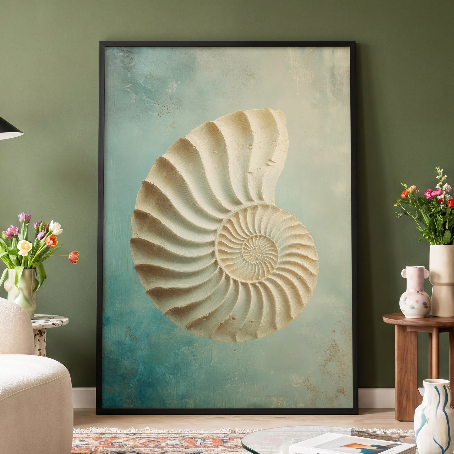 Tidal Ammonite – wall art displayed in a styled interior, gallery view 4