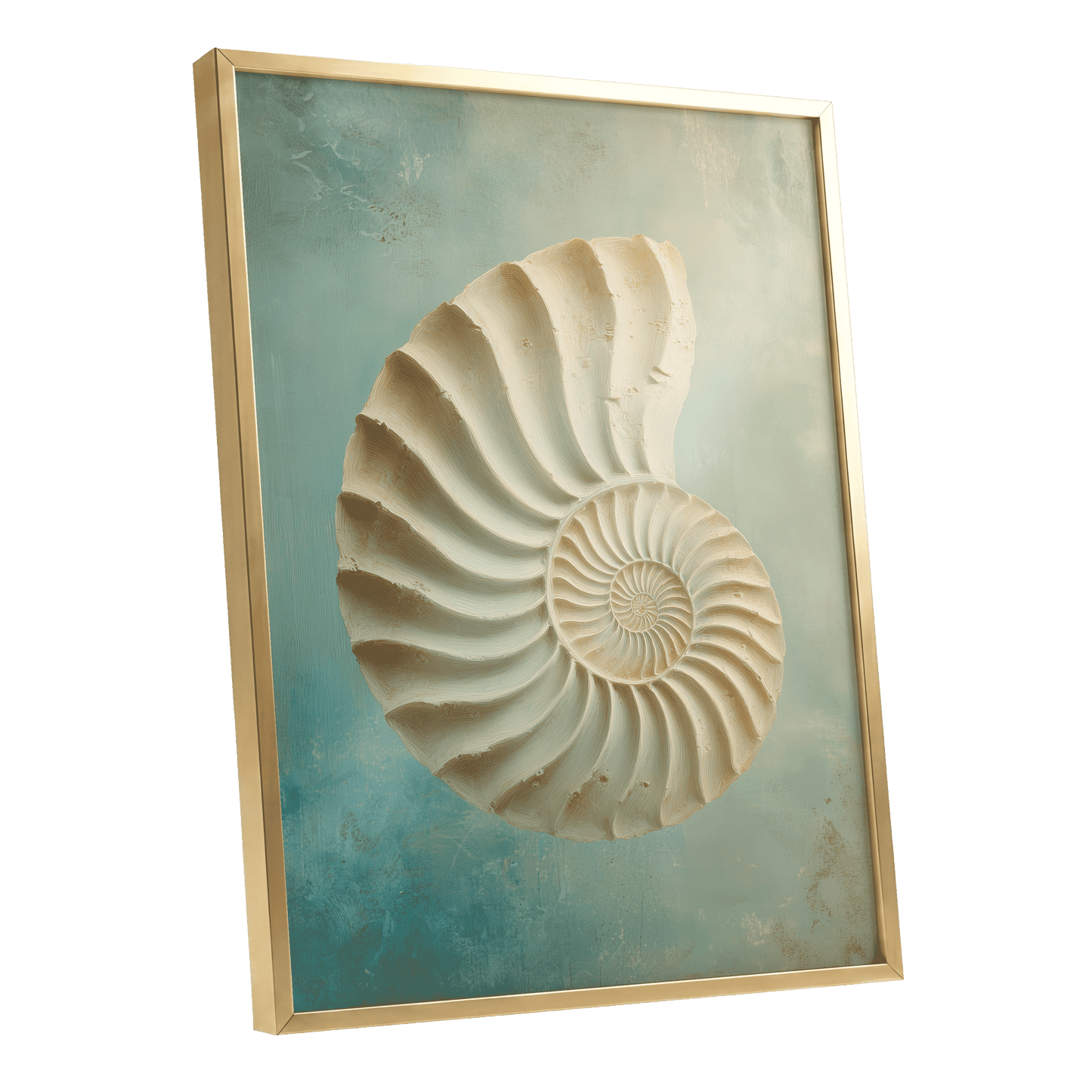 Tidal Ammonite – gold framed poster option
