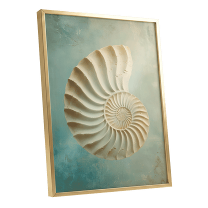 Tidal Ammonite – gold framed poster option