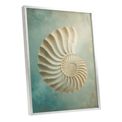 Tidal Ammonite – silver framed poster option