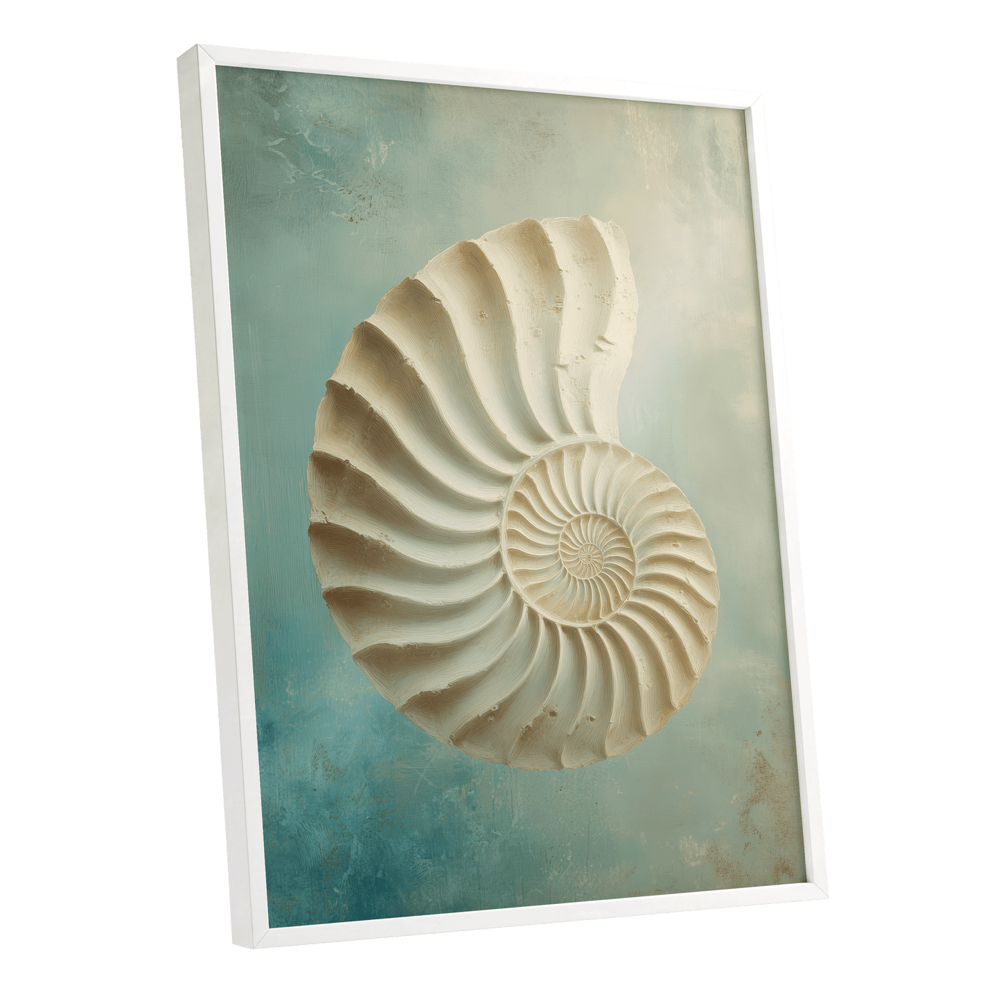 Tidal Ammonite – white framed poster option