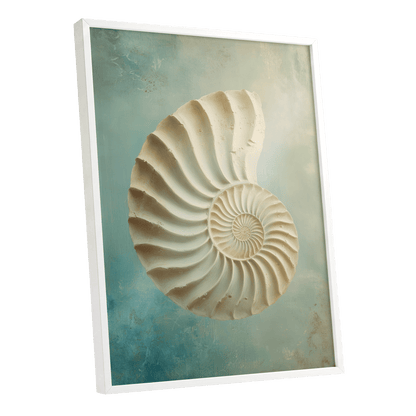 Tidal Ammonite – white framed poster option