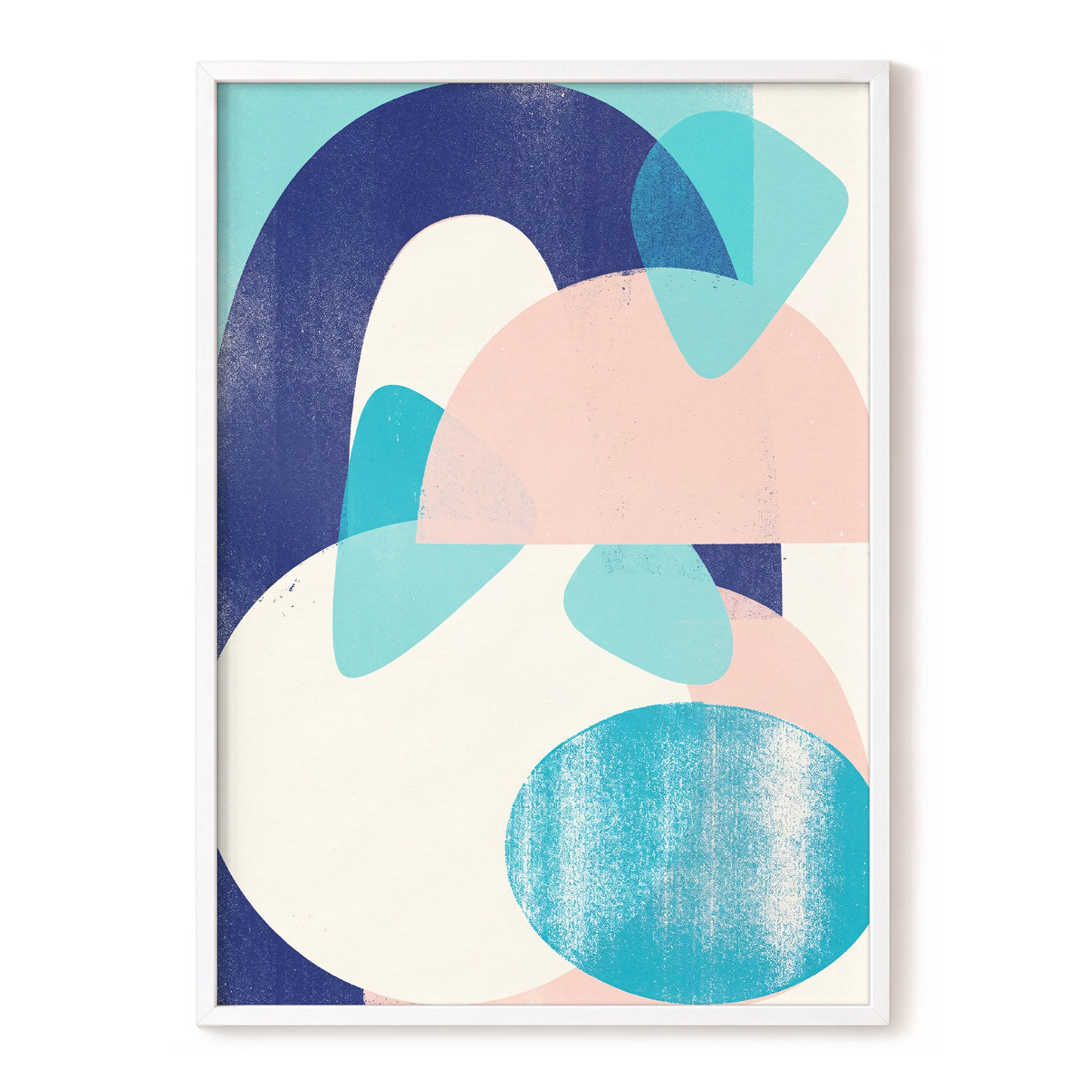 Tidal Archways, blue, pink, beige abstract wall art, front artwork view