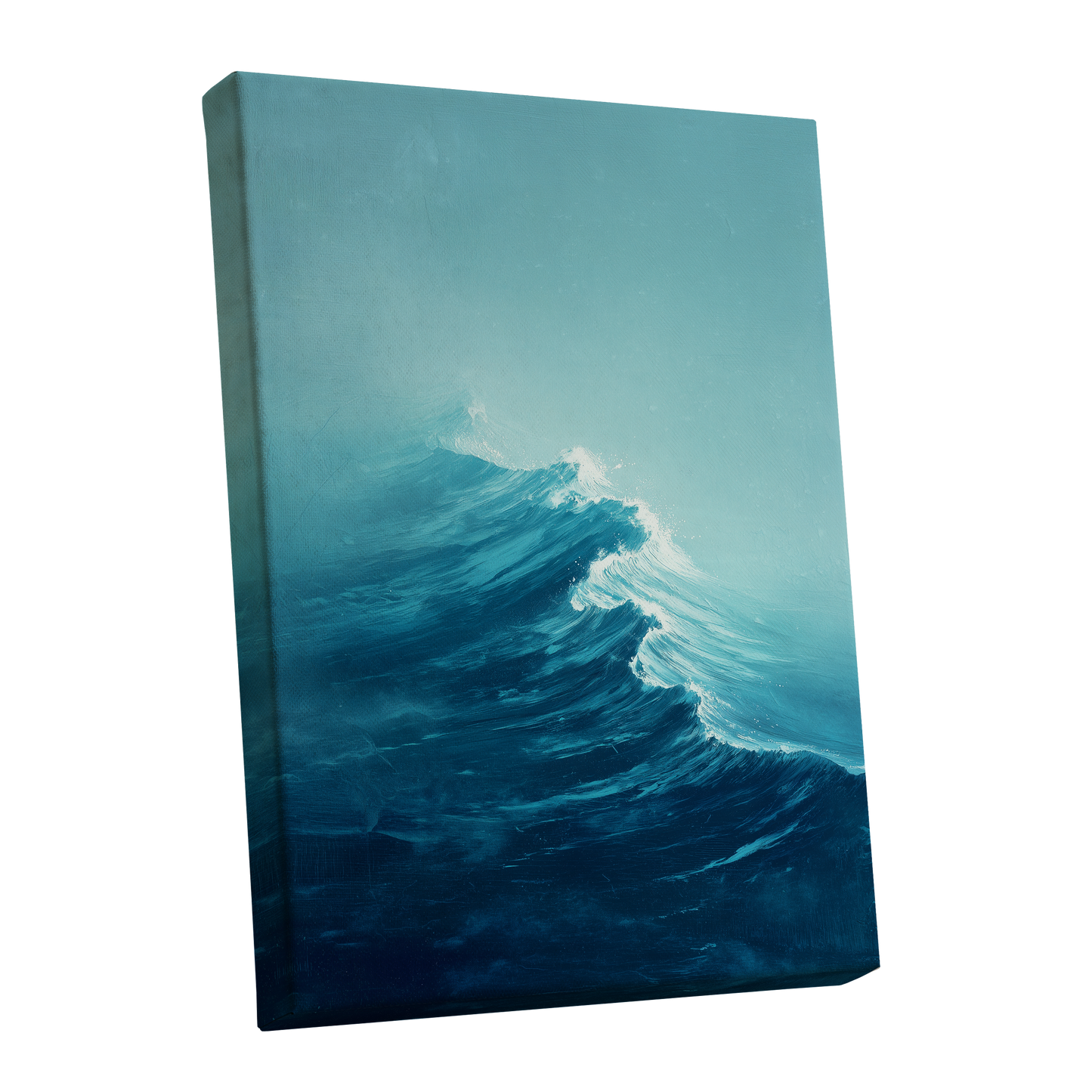 Tidal Ascent, blue, green, white nature wall art shown as a stretched canvas wall art