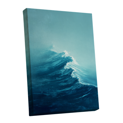 Tidal Ascent, blue, green, white nature wall art shown as a stretched canvas wall art