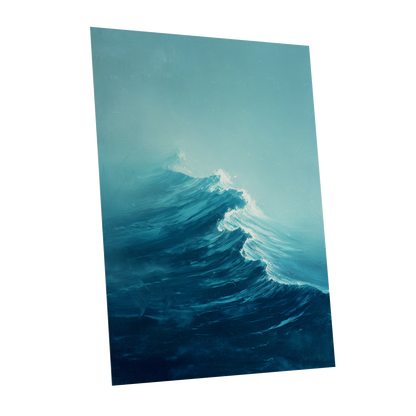 Tidal Ascent, blue, green, white nature wall art shown as a unframed poster wall art print