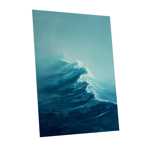 Tidal Ascent, blue, green, white nature wall art shown as a unframed poster wall art print