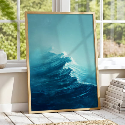 Tidal Ascent, blue, green, white nature wall art displayed in a styled interior, gallery view 2