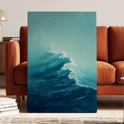 Tidal Ascent, blue, green, white nature wall art displayed in a styled interior, gallery view 3