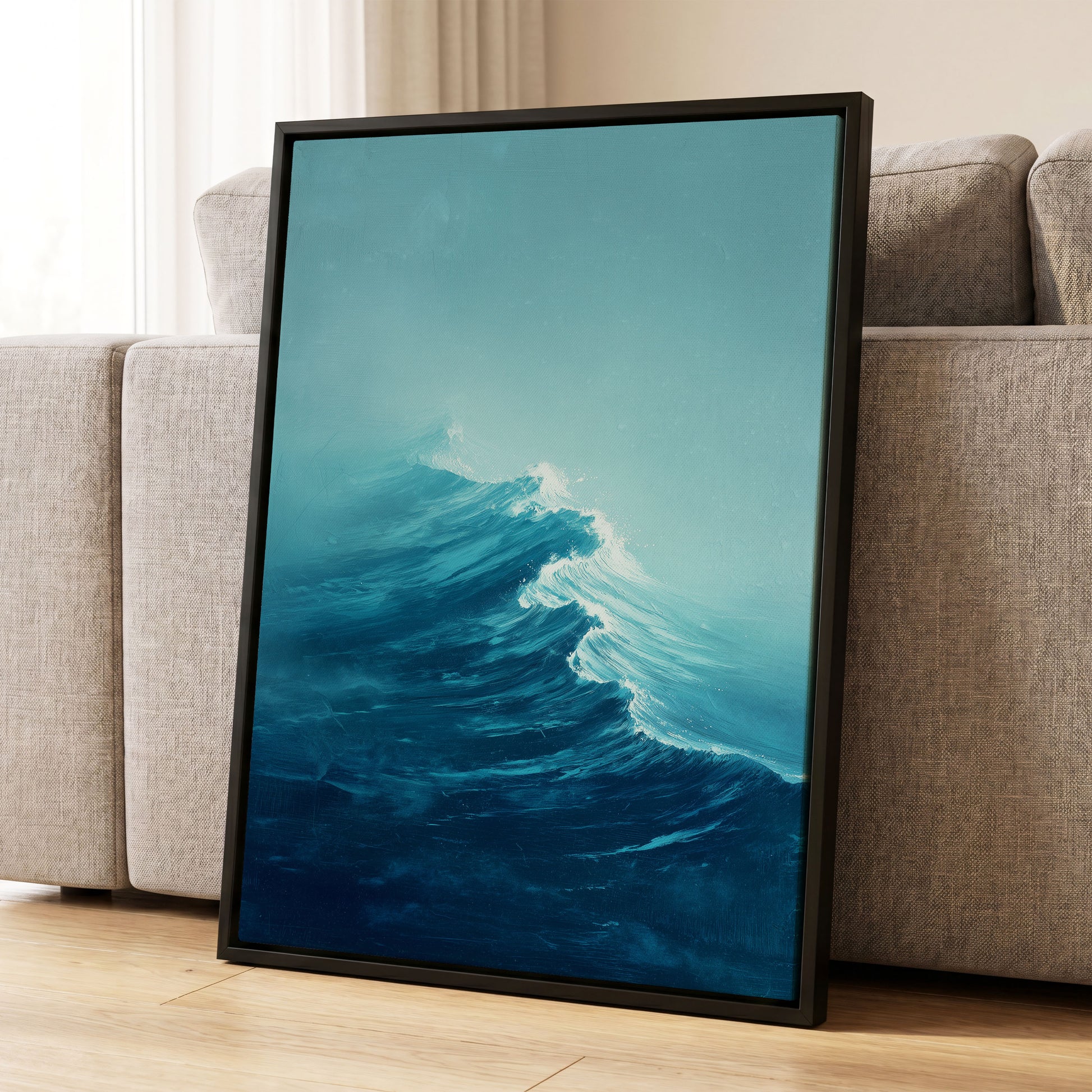 Tidal Ascent, blue, green, white nature wall art displayed in a styled interior, gallery view 8