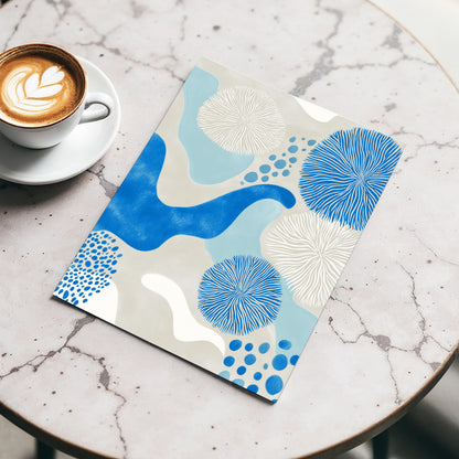 Tidal Bloom, blue, gray, beige nature wall art displayed in a styled interior, gallery view 5