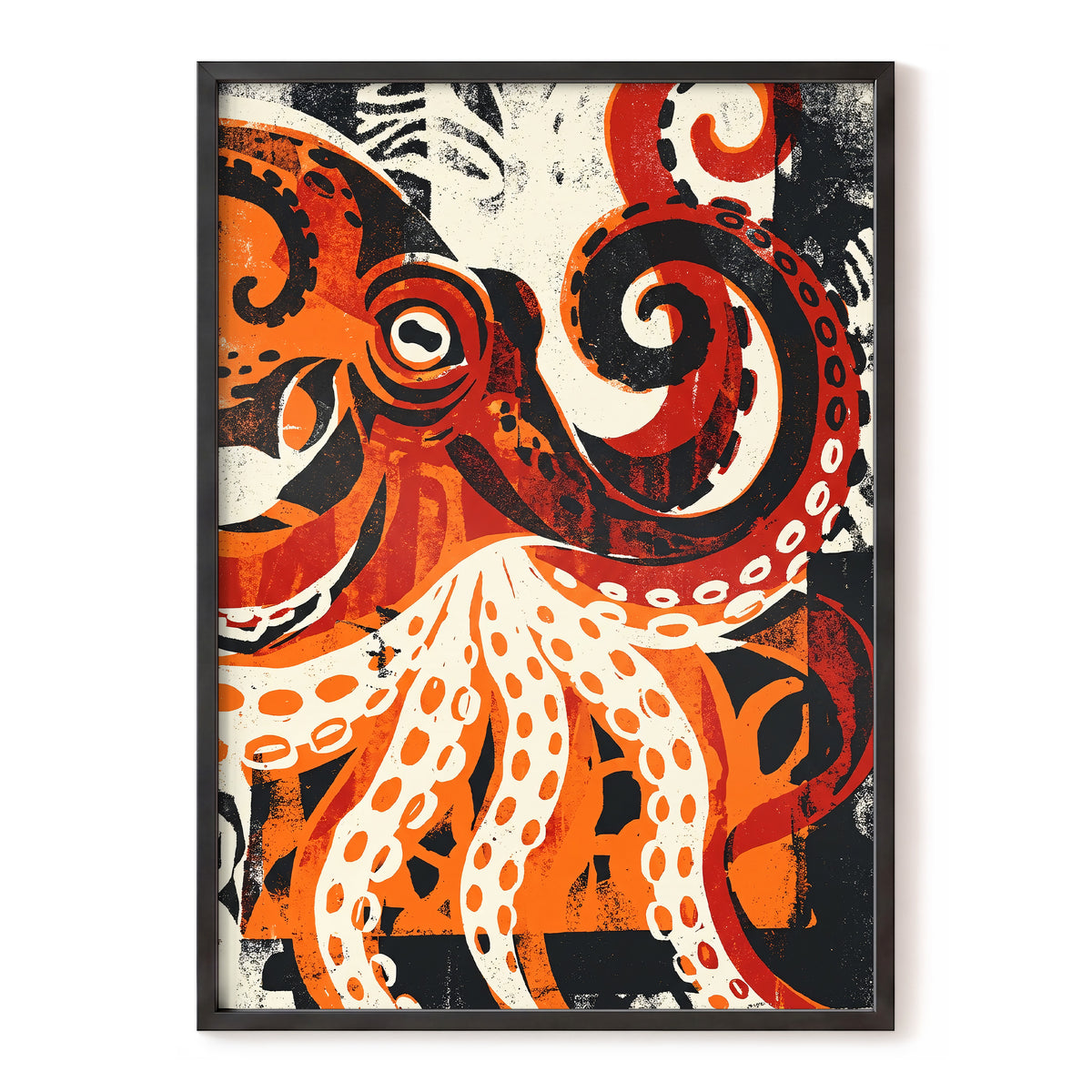 Tidal Coil, orange, black, beige nature wall art, front artwork view