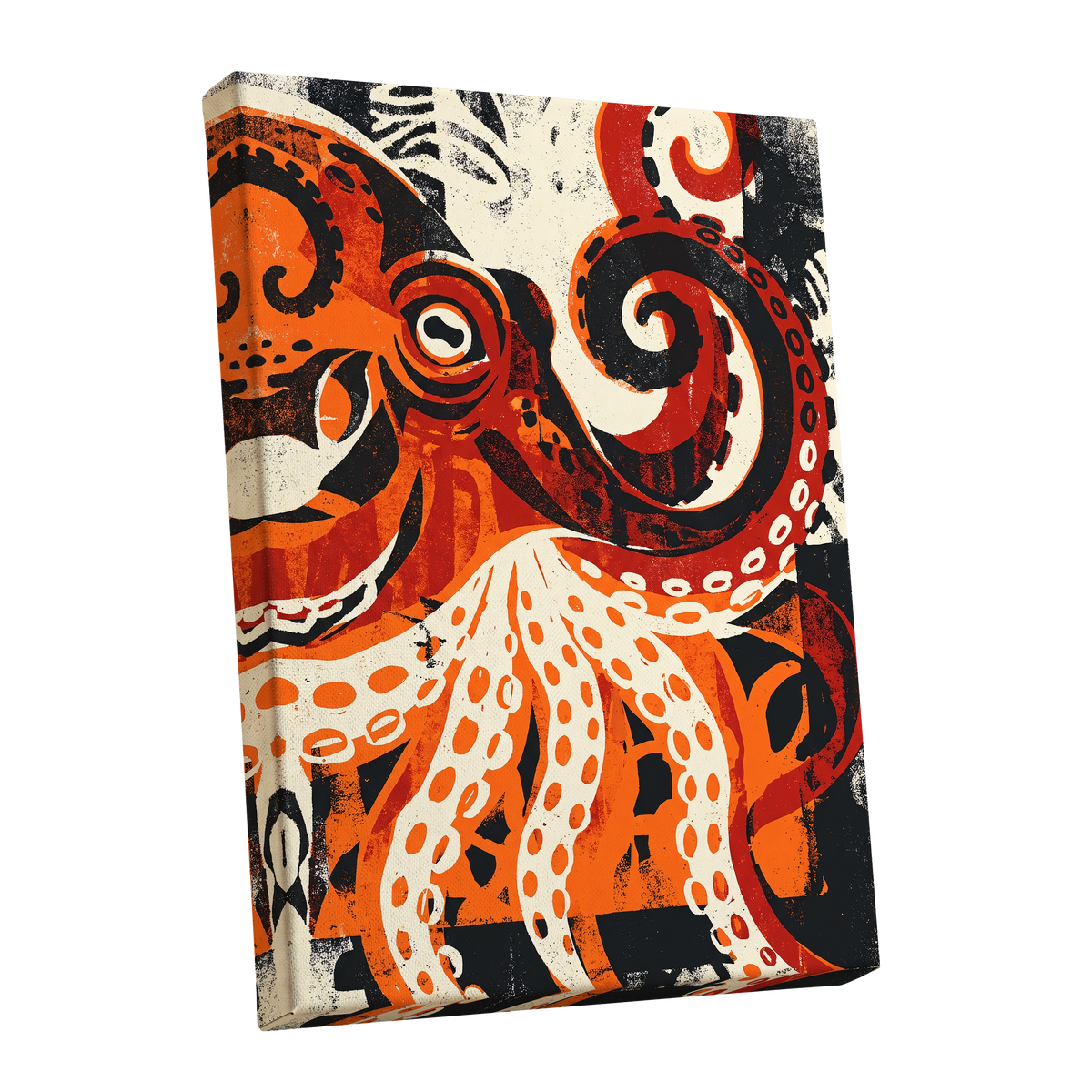 Tidal Coil, orange, black, beige nature wall art shown as a stretched canvas wall art