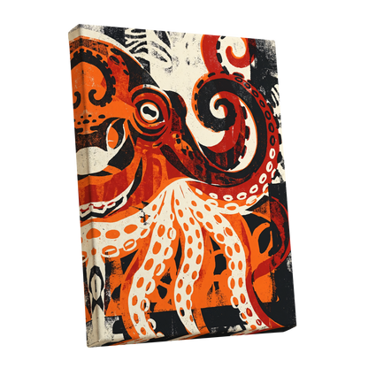 Tidal Coil, orange, black, beige nature wall art shown as a stretched canvas wall art