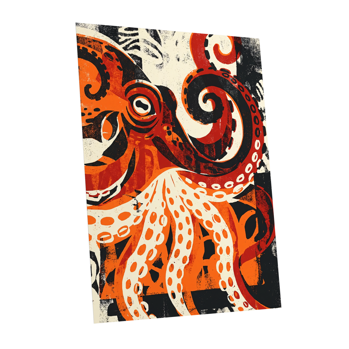 Tidal Coil, orange, black, beige nature wall art shown as a unframed poster wall art print