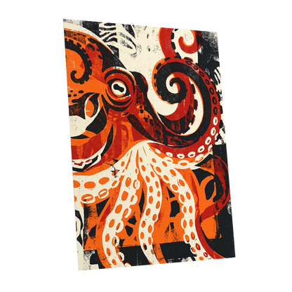 Tidal Coil, orange, black, beige nature wall art shown as a unframed poster wall art print
