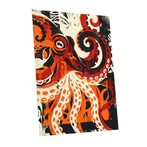 Tidal Coil, orange, black, beige nature wall art shown as a unframed poster wall art print