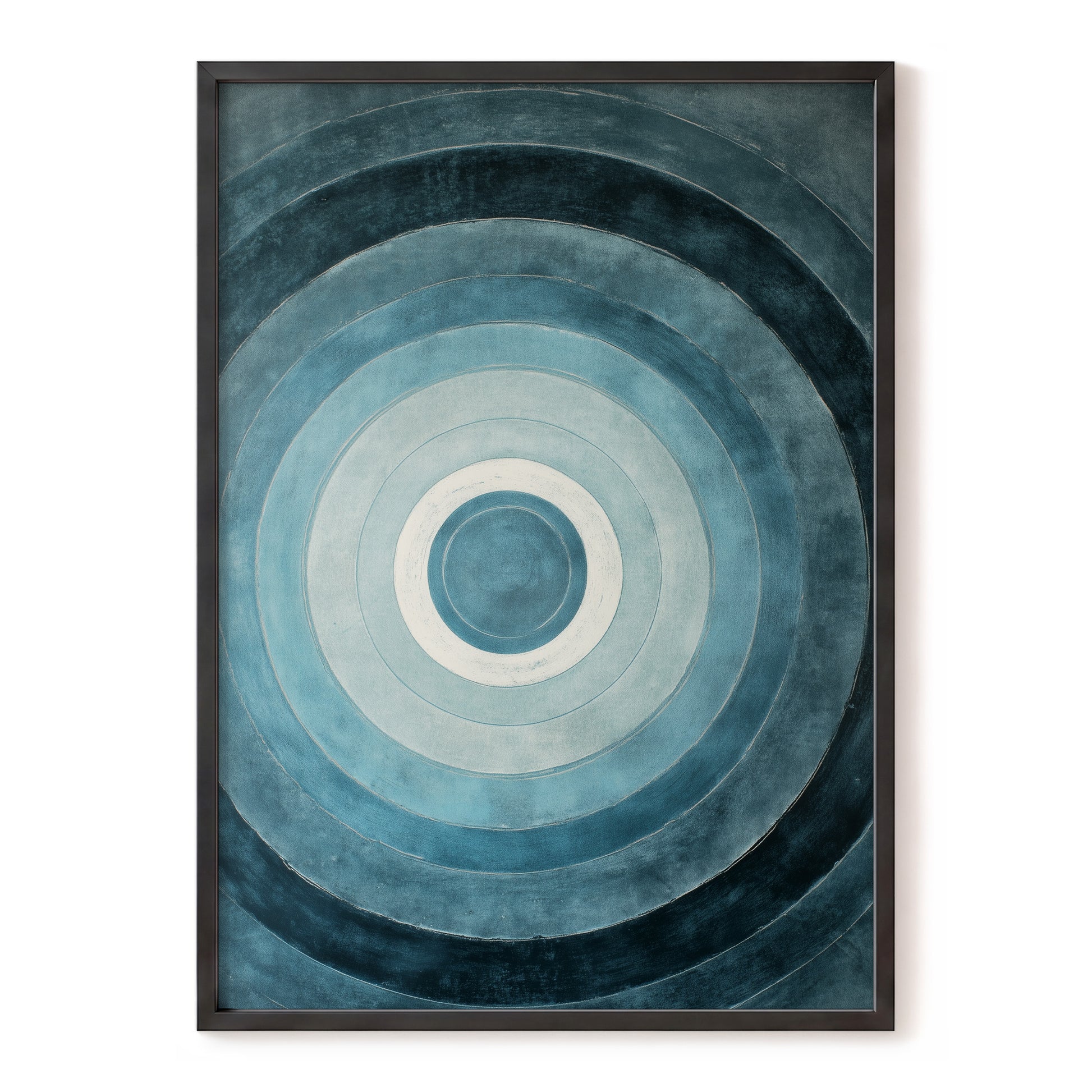 Tidal Concentric, blue, gray, white abstract wall art, front artwork view