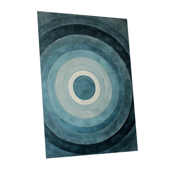Tidal Concentric, blue, gray, white abstract wall art shown as a unframed poster wall art print