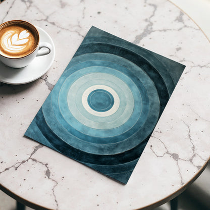 Tidal Concentric, blue, gray, white abstract wall art displayed in a styled interior, gallery view 5