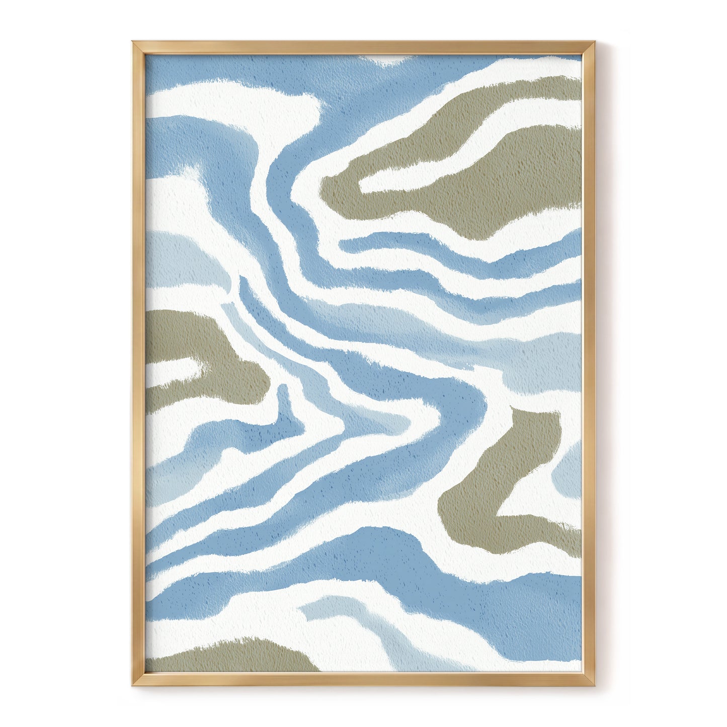 Tidal Contours, blue, white, beige nature wall art, front artwork view