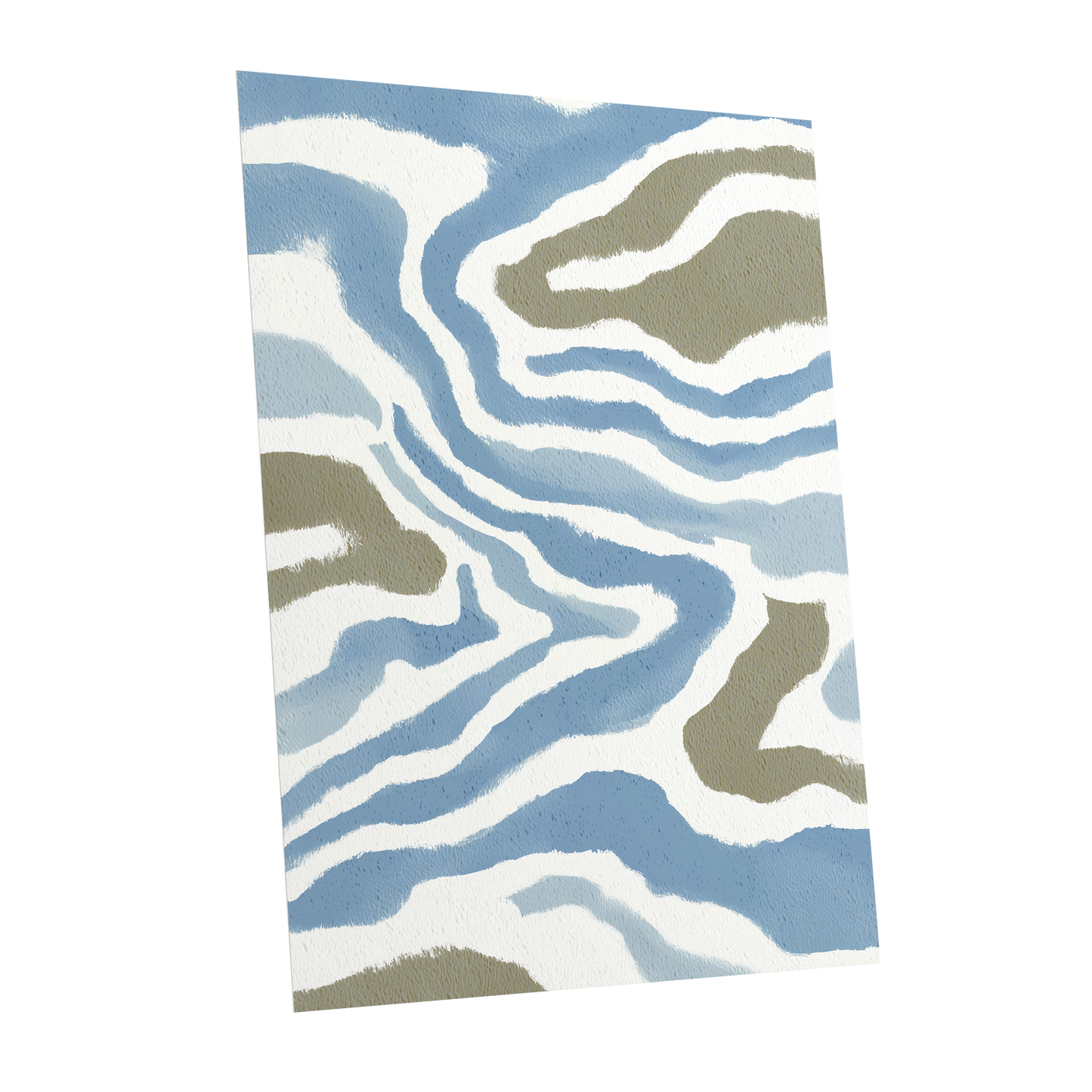 Tidal Contours, blue, white, beige nature wall art shown as a unframed poster wall art print
