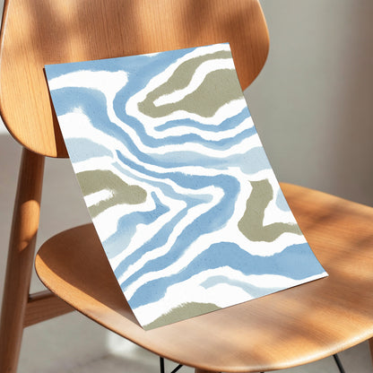 Tidal Contours, blue, white, beige nature wall art displayed in a styled interior, gallery view 5