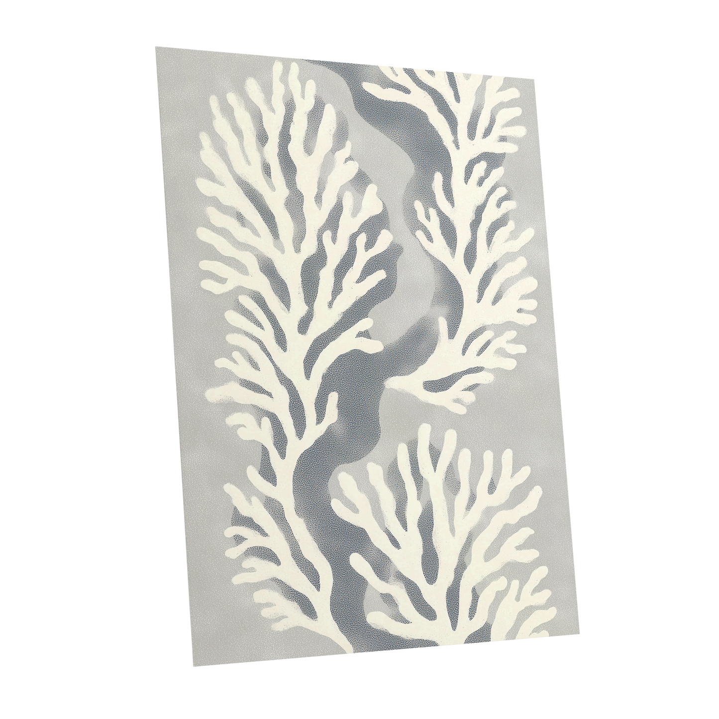 Tidal Coral Study, white, blue, gray nature wall art shown as a unframed poster wall art print
