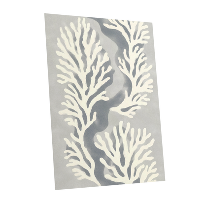 Tidal Coral Study, white, blue, gray nature wall art shown as a unframed poster wall art print